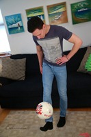 Model Jason Denby Naked Straight English Lad Uncut Enjoys Football & Gym