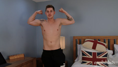 Straight Hunk Hunter Hay back for a Massage and 1st Wank from a Man, Big Shooter!