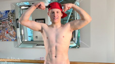 Young Straight Horny Lad Shows off his Muscles & Wanks his Huge Hard Uncut Cock!