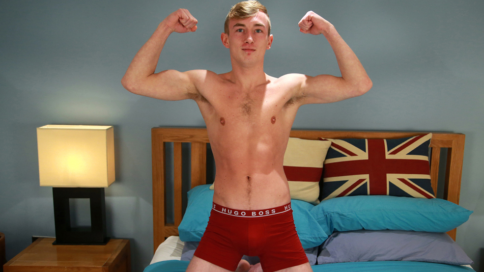 Young Tall Blond Lad Howard Shows us his Big 8 Inch Uncut Cock!