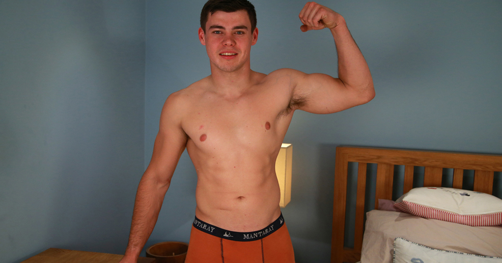 Muscular Young Lad Jacob Shows off his Chunky Uncut Cock and Hairy Hole!