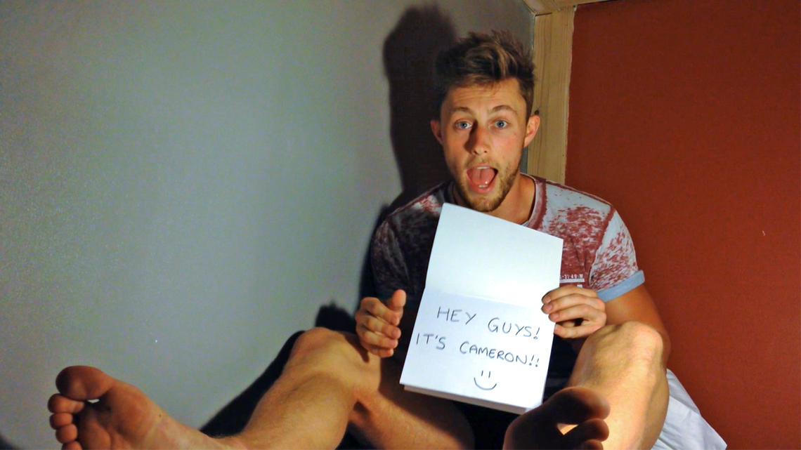 Young Straight Hunk Cameron Wanks his Big Uncut Cock Whilst in a Shared Hostel Abroad!
