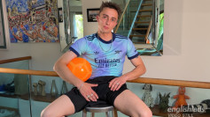 Young Straight Footballer Shows off his Lean Body & Edges his Long Uncut Cock & Cums!