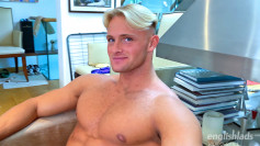Young Blond Muscular Bodybuilder Shows off his Muscles & Wanks his Uncut Cock & Shoots Thick Cum!