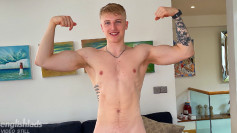 Straight Young & Muscular Blond Lad Wanks his Big Uncut Cock & Fires a Load! 