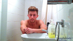 Young Straight Muscular Cameron Wanks his Uncut Cock in the Shower Home Alone & Cums Loads!