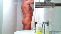 Young Straight Muscular Cameron Wanks his Uncut Cock in the Shower Home Alone & Cums Loads!