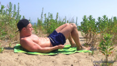 Young Straight Stud Cameron Wanks his Big Uncut Cock & Shoots his Load at a Secluded Beach! 