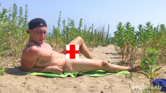 Young Straight Stud Cameron Wanks his Big Uncut Cock & Shoots his Load at a Secluded Beach! 