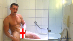 Young Stud Cameron Wanks his Big Uncut Cock in a Bath Whilst Travelling around Europe & Squirts Big!