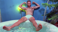 Straight Hairy Hunk Cameron Wanked in a Hot Tub & his Big Hard Uncut Cock Shoots a Load of Cum!