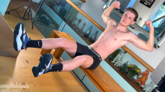 Young Straight Boxer Wanks his Huge Uncut Cock & Shoots Cum Everywhere!