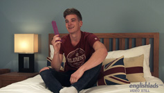 Cheeky Straight Lad Caspar Plays with a Dildo for the First Time and Cums all over His Abs!