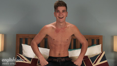 Cheeky Straight Lad Caspar Plays with a Dildo for the First Time and Cums all over His Abs!