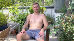 Young Straight, Blond & Muscular Lad Wanks his Monster Uncut Cock & Cums Outside!