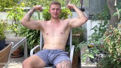 Young Straight, Blond & Muscular Lad Wanks his Monster Uncut Cock & Cums Outside!