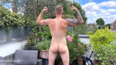 Young Straight, Blond & Muscular Lad Wanks his Monster Uncut Cock & Cums Outside!