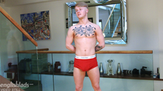 Young Straight & Very Fit Blond Lad Craig Wanks his Big Uncut Cock & Shoots a Load of Cum!