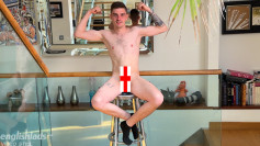 Young Slim Straight Lad Wanks his Uncut Cock & Squirts Cum Everywhere!