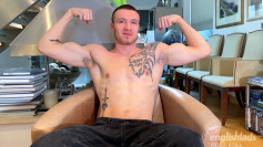 Straight Muscular Hunk Wanks his Massive Thick Uncut Cock & Shoots a Huge Load of Cum into his Face!