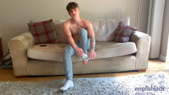 Young Straight Stud Flynn Wanks his Uncut Cock Whilst Home Alone & Shoots A Big Load!