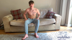 Young Straight Stud Flynn Wanks his Uncut Cock Whilst Home Alone & Shoots A Big Load!