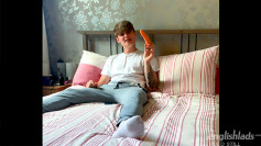 Young Straight Flynn Wanks his Uncut Cock & Pumps his Hole with a Carrot whilst Home Alone!