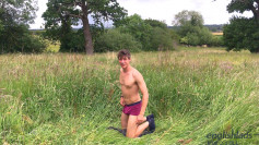 Young Naughty Pup Henry Wanks his Big Uncut Cock & Pumps his Hole with Carrots in a Field!