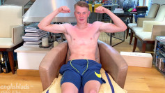 Young Straight Teen Wanks his Big Meaty Uncut Cock & Squirts loads of Cum Everywhere! 