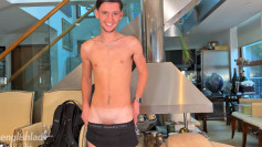 Young Footballer Shows off his Slim Body & Wanks his Long Uncut Cock & Cums!
