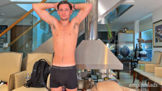 Young Footballer Shows off his Slim Body & Wanks his Long Uncut Cock & Cums!