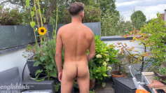 Young Straight & Lean Lad Shows off his Muscles & Wanks his Massive Uncut Cock on the Rooftop & Cums!