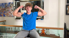 Young Muscular & Ripped Lad Wanks his Huge Uncut Cock & Squirts a Load of Cum All Over the Place!