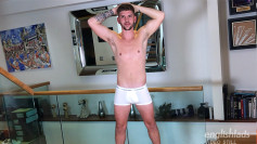 Young Straight & Handsome Tennis Player Shows off his Muscles & Wanks his Huge Uncut Cock