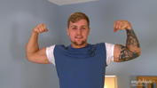 Muscular Personal Trainer Ralph Enjoys Flexing his Muscles & his Uncut Cock!