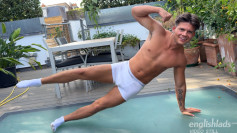 Young Straight Stud Shows off his Amazing Muscles & Tugs his Hard One Outside & Fires his Load!