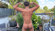 Young Straight Stud Shows off his Amazing Muscles & Tugs his Hard One Outside & Fires his Load!