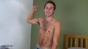 Horny Young Hairy Stud Rudy Shows off his Mighty Uncut Erection & Fires Cum Over his Head!