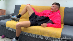 Young Straight Footballer Pumps his Hairy Hole with a Dildo & his Huge Uncut Cock Squirts Everywhere!