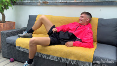 Young Straight Footballer Pumps his Hairy Hole with a Dildo & his Huge Uncut Cock Squirts Everywhere!