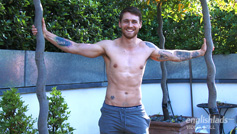 Young Rugby Stud Travis Shows his Ripped Body, Big Uncut Cock and Shoots Loads of Cum!