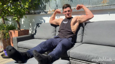 Ripped & Muscular Stud Tristan Wanks his Rock Hard Uncut Cock in the Sun!