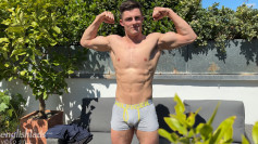 Ripped & Muscular Stud Tristan Wanks his Rock Hard Uncut Cock in the Sun!