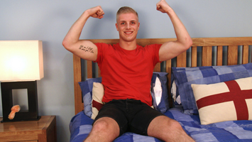 Young Straight Rugby Stud Adam Wallis Pumps his Big Uncut Cock and Shoots Everywhere!