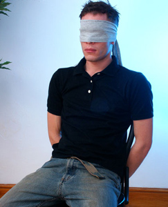 Englishlads.com: Kevin gets blindfolded and tied up - he seems to like it...!
