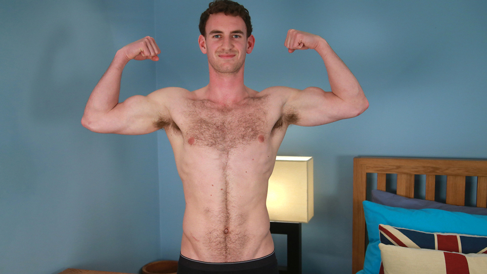 Hairy Young Rugby Player Paul Shows Off His Muscles & Lovely Long & Meaty Uncut Cock!