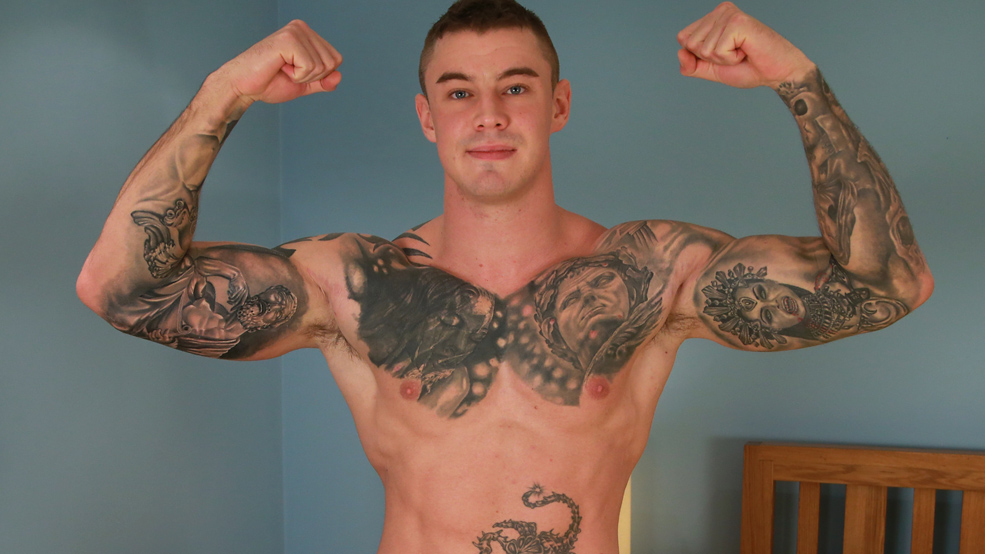 Muscular Straight Lad Dalton Shows off his Uncut Cock & Fingers his hole!