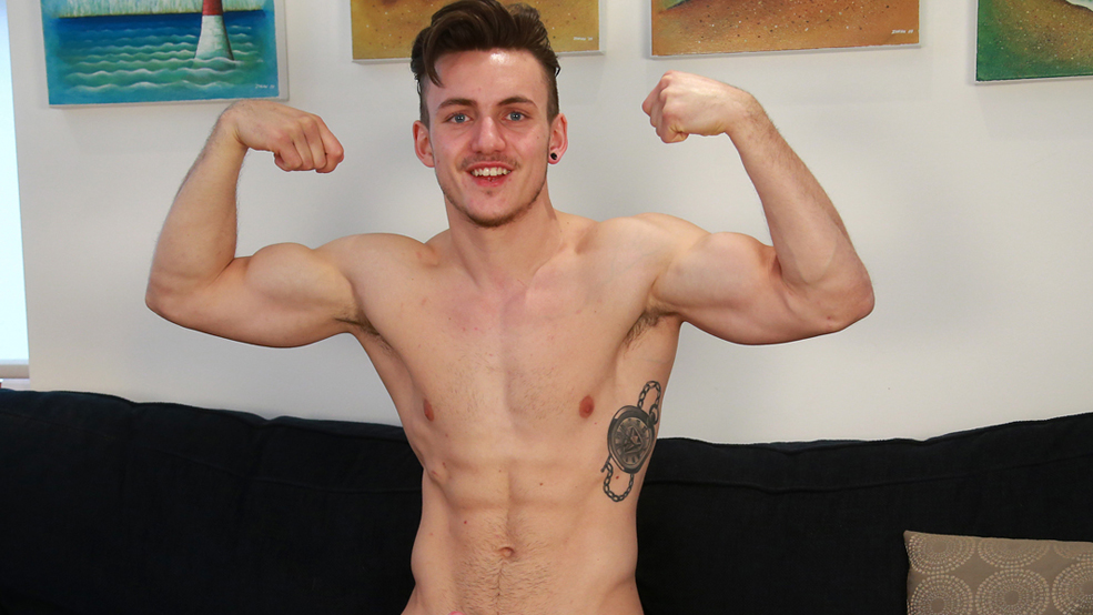 Ultra Ripped Young Athlete Travis Pumps his Uncut Erection & Shows That Hairy Hole!