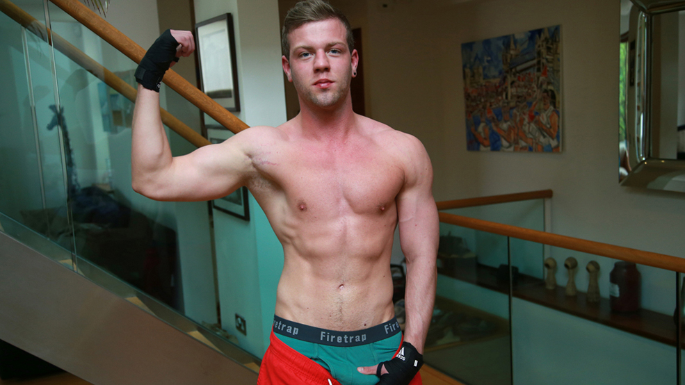 Young Straight Boxer Joey Shows us his Hefty Uncut Erection & Fingers his Hole!
