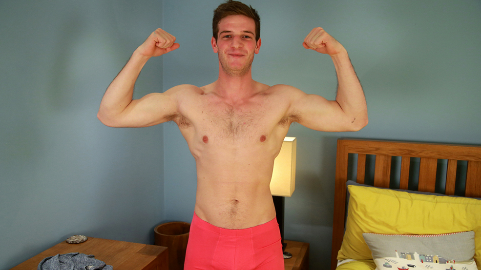 Bonus Video of Jamie McGrath Photo Shoot - Young Straight Boxer Shows us his Big Chunky Uncut Cock!